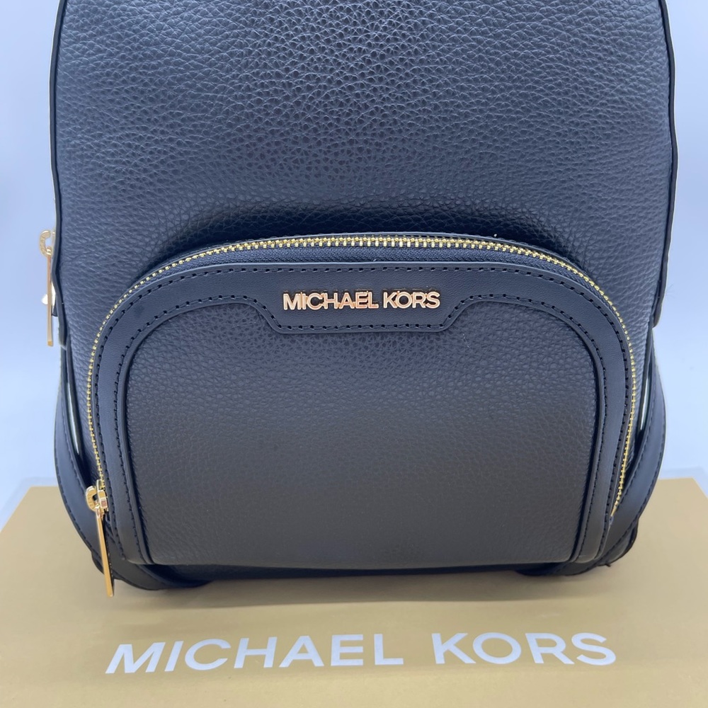 Michael Kors Jaycee Medium Pebbled Leather Backpack Black - Picture 4 of 12